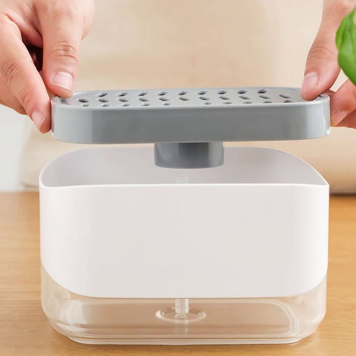 Диспенсер для миючого засобу з підставкою для губки Soap Pump & Sponge Caddy