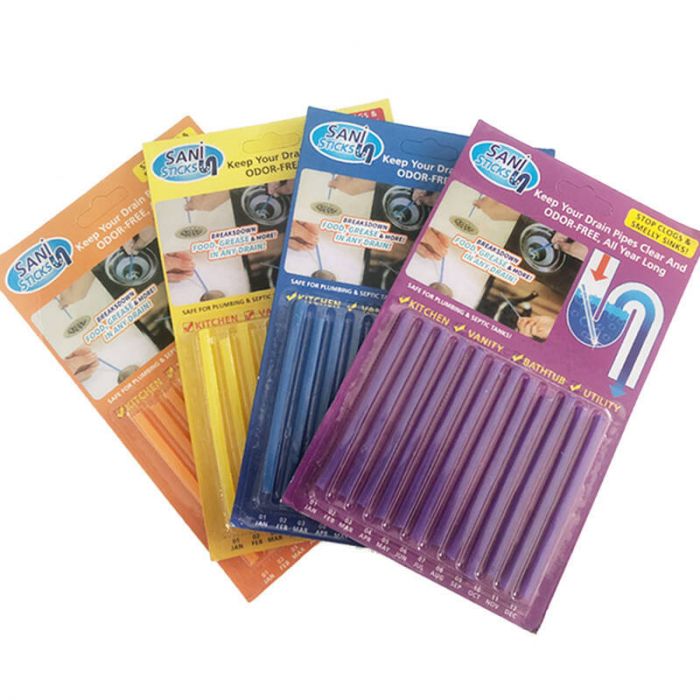 Палички для прочищення зливу раковини, ванни, мийки. Sani Sticks, 12 шт.