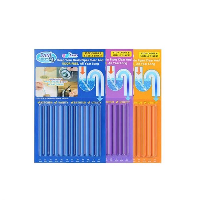 Палички для прочищення зливу раковини, ванни, мийки. Sani Sticks, 12 шт.
