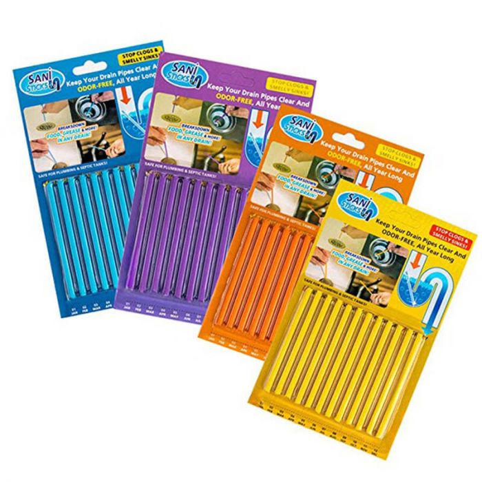 Палички для прочищення зливу раковини, ванни, мийки. Sani Sticks, 12 шт.